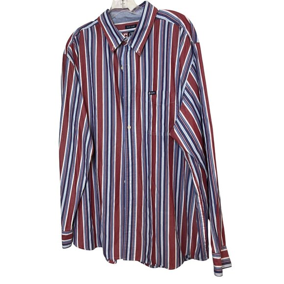 CHAPS Ralph Lauren  Mens Striped Button Down Shirt Red White & Blue XXL TTG 2XL - Picture 1 of 9